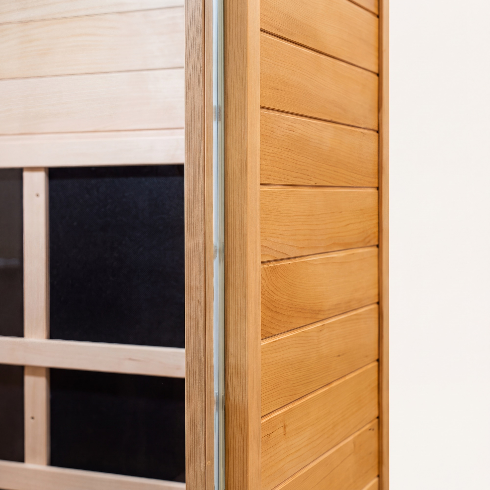 Natural hemlock and glass material detail